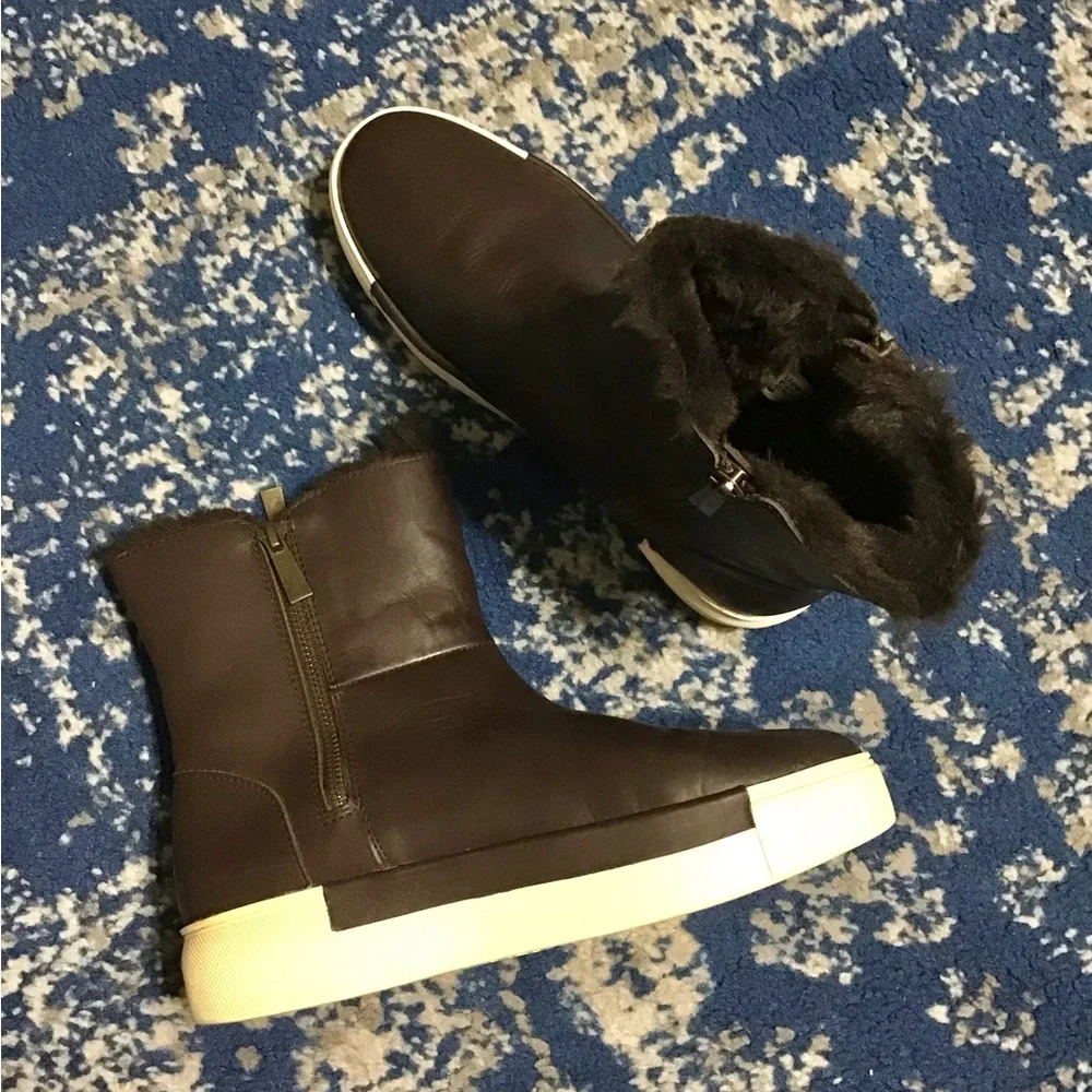 J/SLIDES, Dark Chocolate Brown, Fur-Lined Winter Boots